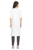 White Crape Knee Length Straight Cut Kurti with Round neck and 3/4th Pleated Sleeves