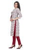 White Flower Buti Print Straight Cut Kurti with Pintuck Detail