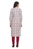 White Flower Buti Print Straight Cut Kurti with Pintuck Detail