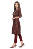 Wine Silk Kurti for Women: Straight Cut with Sequin Embroidery & Bandhani Print