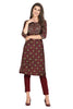 Wine Silk Kurti for Women: Straight Cut with Sequin Embroidery & Bandhani Print