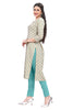 Yellow Cotton Buti Print Kurti with Zari Work