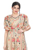 Yellow Cotton Frock Style Floral Print kurti with Sequin Detailing