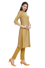 Yellow Cotton Knee Length Kurti for women