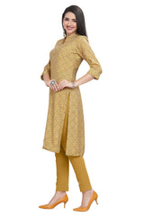 Yellow Cotton Knee Length Kurti for women