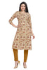 Yellow Cotton Kurti for Women: Straight Cut with Floral Print Highlights