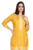 Yellow Mustard Silk Kurta Set for Women with Embroidered Yoke and Weaving Design