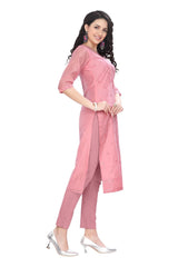 Pink Silk Embroidered work Kurti for women